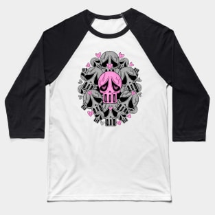 Sometimes Love Hurts - Sad Vibes Broken Hearts Club. Black Pink Skulls with Hearts. Baseball T-Shirt